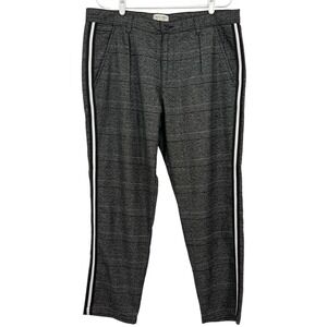Jack & Jones Womens High Rise Pleated Plaid Grey Pants 36/34 Modern Tailored NWT